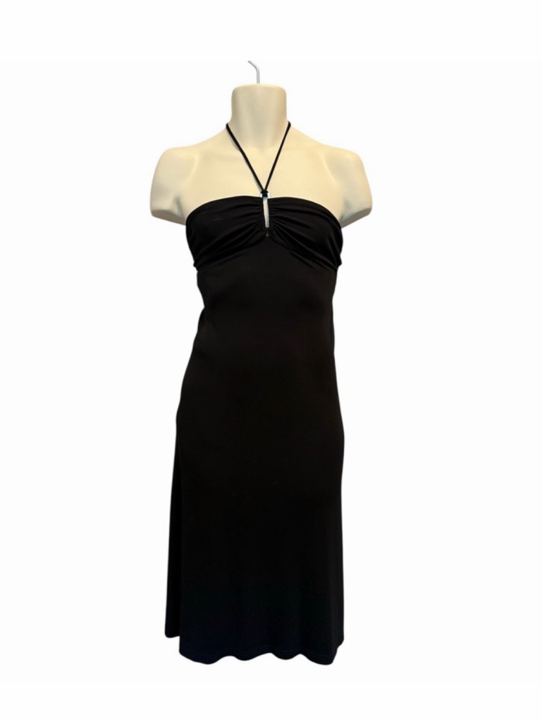 Iro Black Strapless Halter-Accent Midi Dress